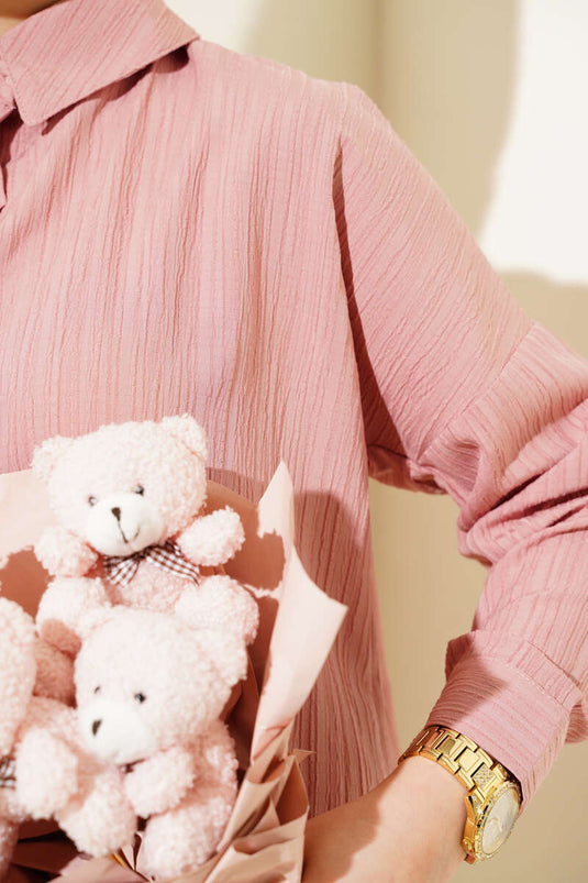 Ağaç Kabuğu Basic Gömlek Pudra