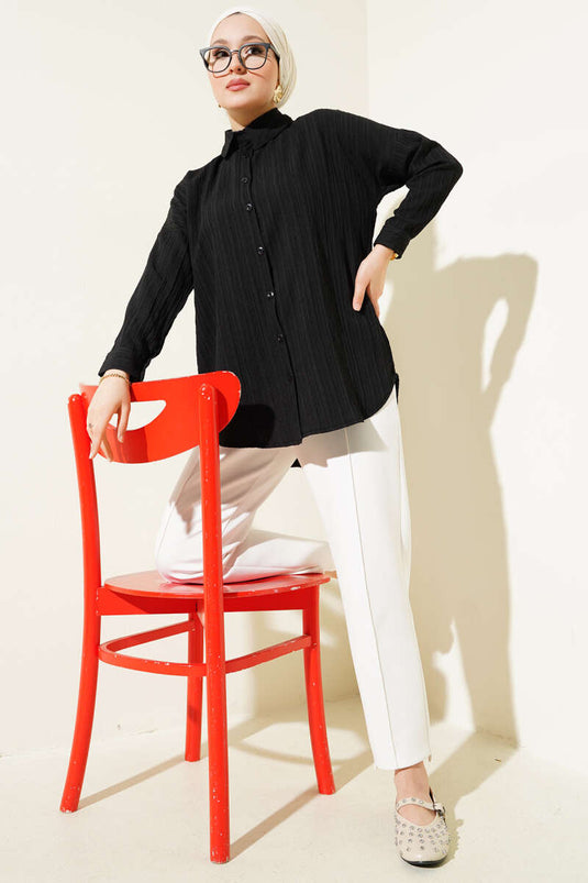 Tree Bark Basic Shirt Schwarz