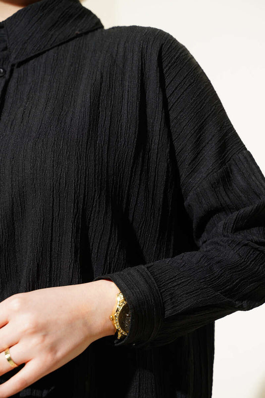 Tree Bark Basic Shirt Schwarz