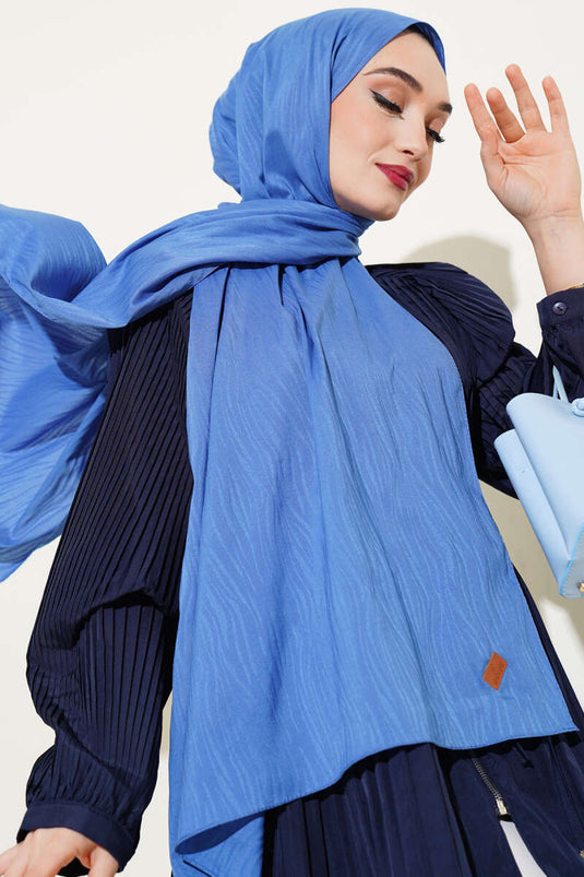 Tree Bark Jacquard Shawl Indigo