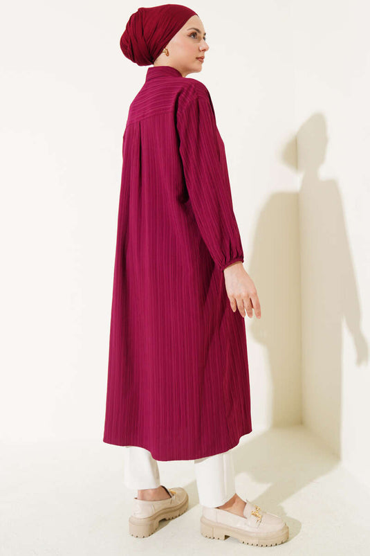 Tree Bark Long Shirt Burgundy