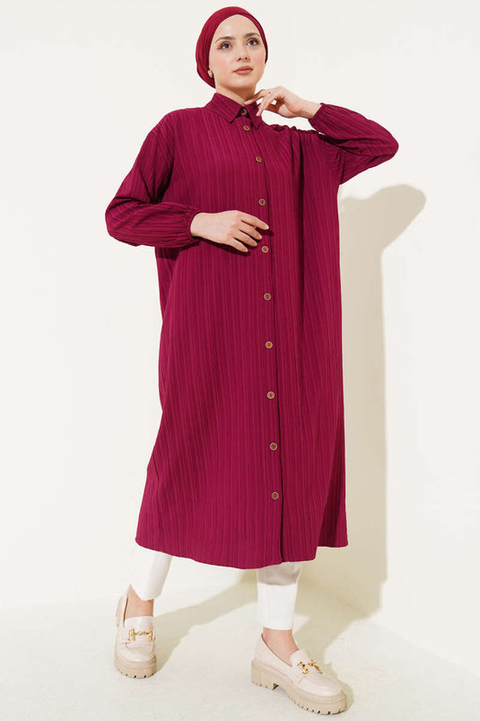 Tree Bark Long Shirt Burgundy