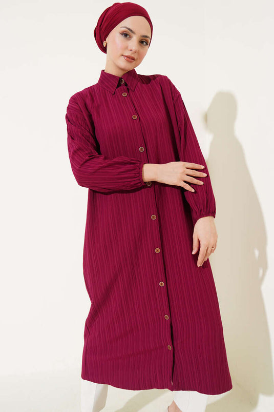 Tree Bark Long Shirt Burgundy