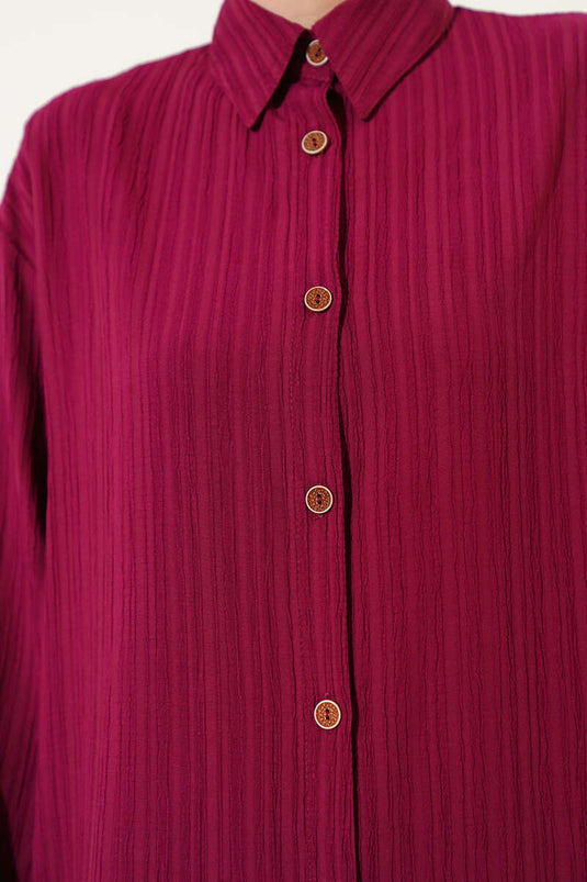 Tree Bark Long Shirt Burgundy