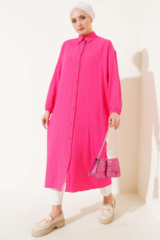 Tree Bark Long Shirt Fuchsia