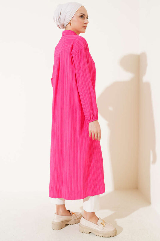 Tree Bark Long Shirt Fuchsia