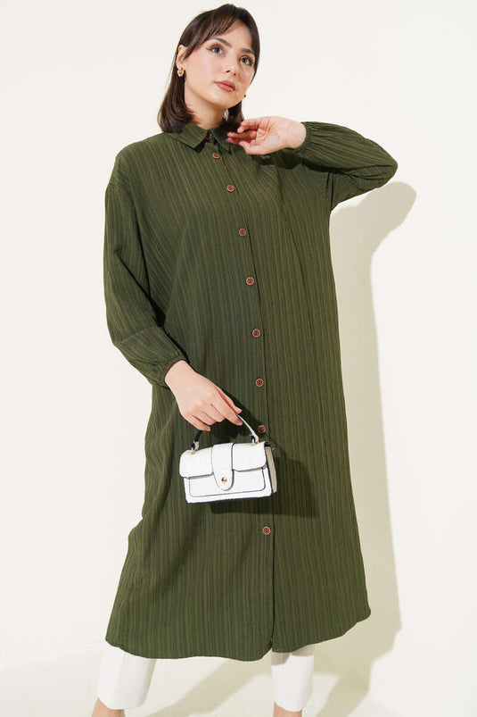Tree Bark Long Shirt Khaki