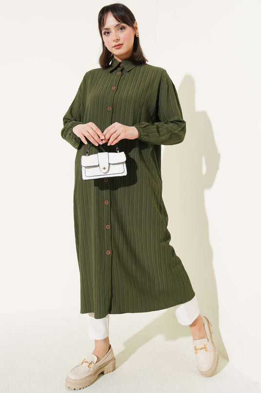 Tree Bark Long Shirt Khaki