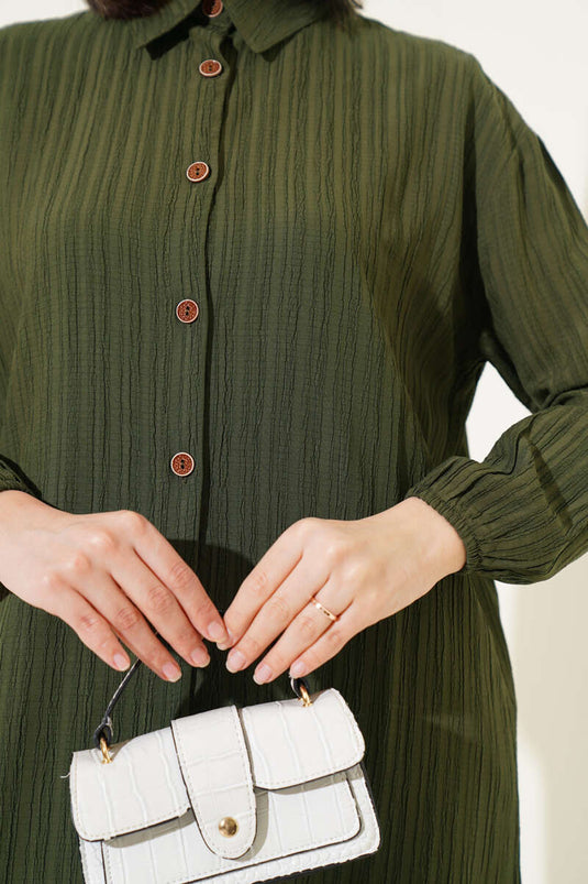 Tree Bark Long Shirt Khaki