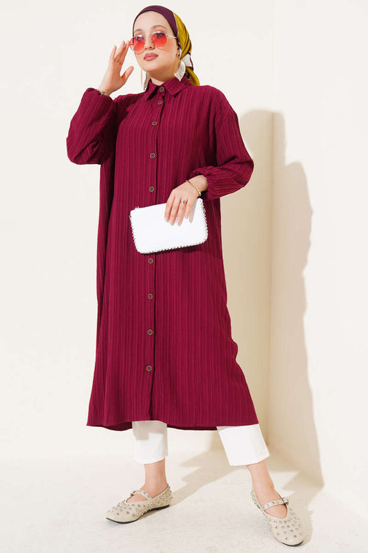 Tree Bark Long Shirt Damson