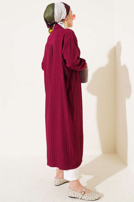 Tree Bark Long Shirt Damson