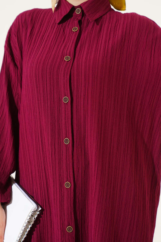 Tree Bark Long Shirt Damson