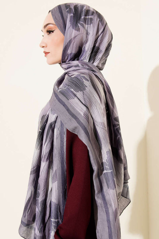 Watercolor Pattern Bamboo Crepe Shawl Smoke