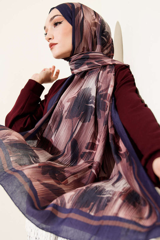 Foulard Akvarel à motif bambou, bleu marine
