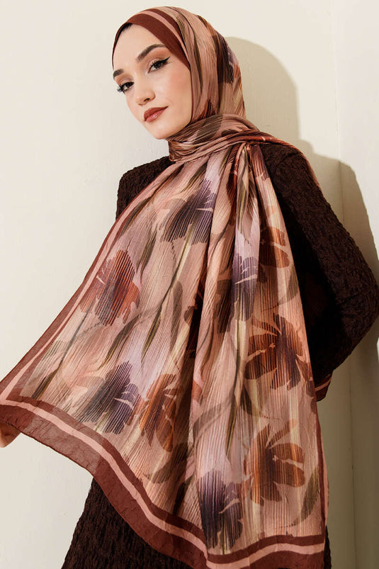 Foulard Akvarelle à motif bambou, couleur noisette