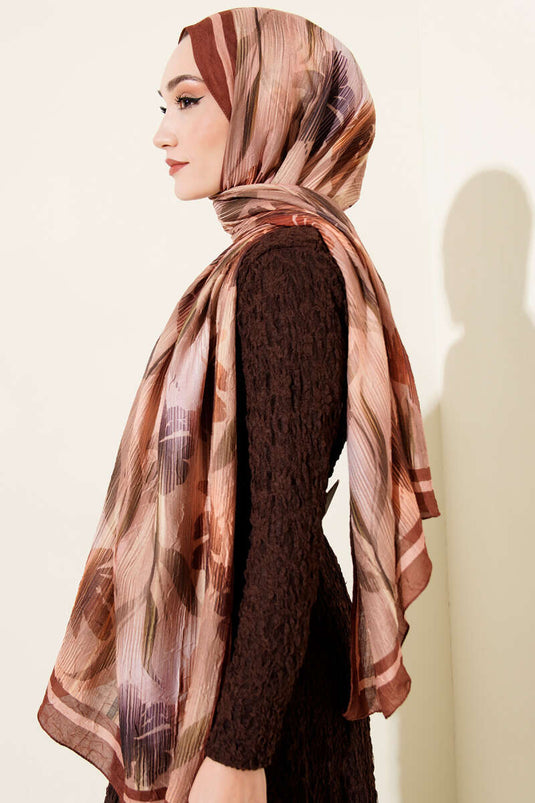 Foulard Akvarelle à motif bambou, couleur noisette