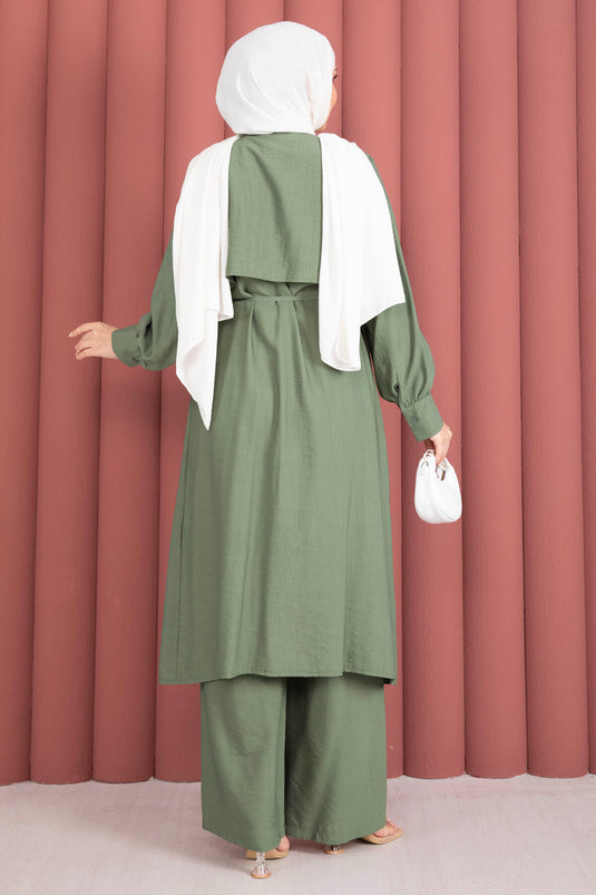 Ensemble Deux Pièces avec Pantalon à Détails en Kaki