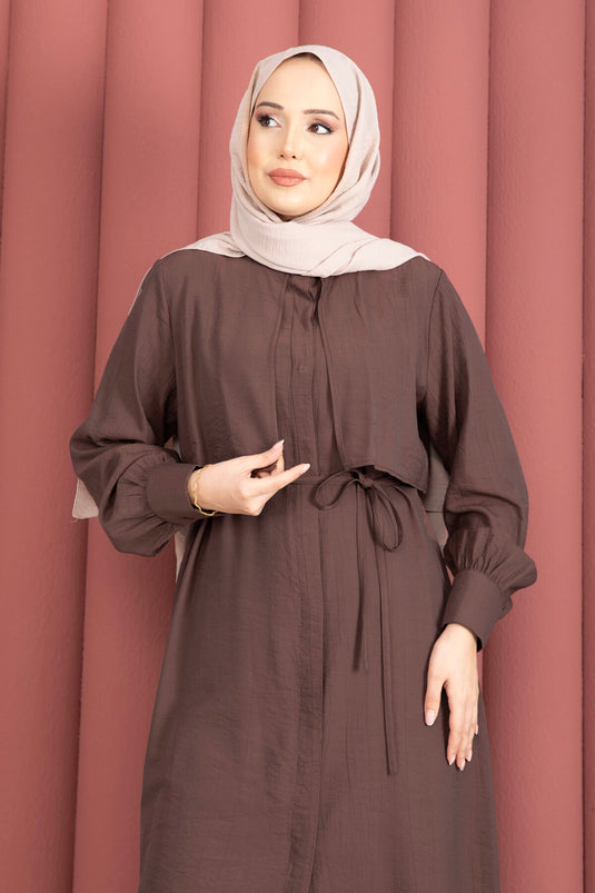 Aller Detailed Pants Two-Piece Set Brown