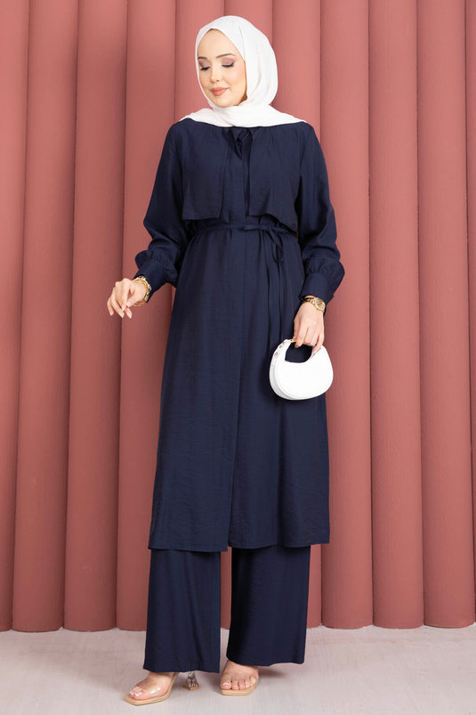 Ensemble Deux Pièces avec Pantalon à Détails Aller Bleu Marine