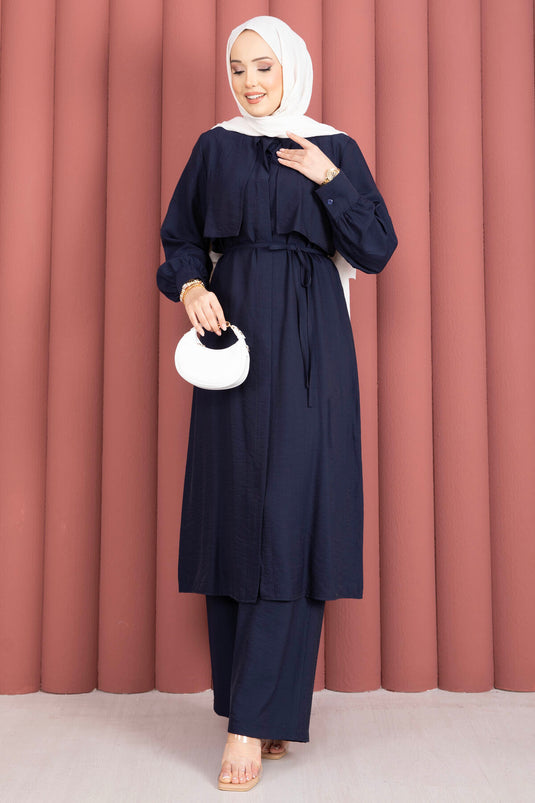 Ensemble Deux Pièces avec Pantalon à Détails Aller Bleu Marine