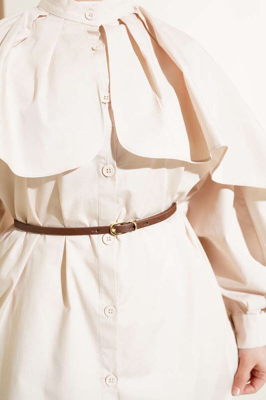 Allerli Belted Poplin Shirt Beige