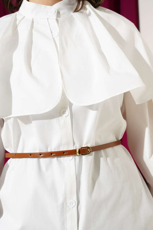 Allerli Belted Poplin Shirt Ecru