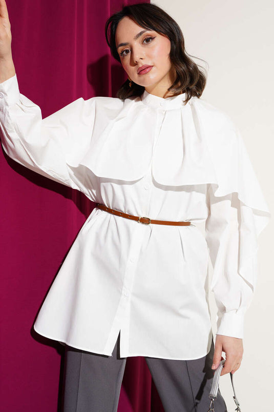 Allerli Belted Poplin Shirt Ecru