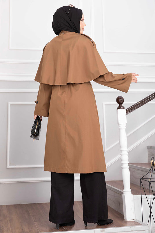 Langer Gürtel Trenchcoat In Kaffee
