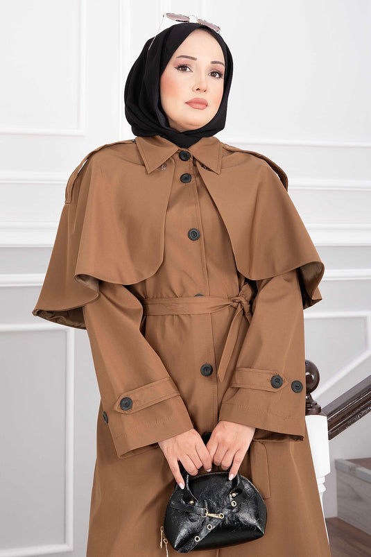 Langer Gürtel Trenchcoat In Kaffee
