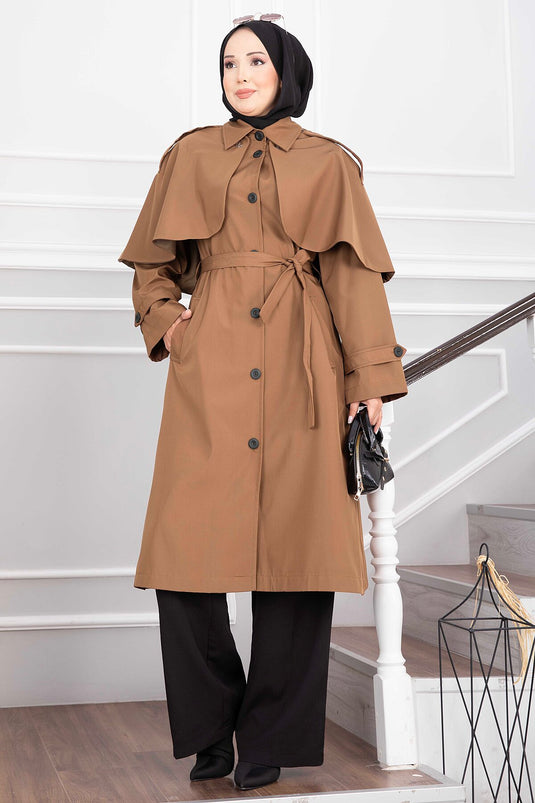 Langer Gürtel Trenchcoat In Kaffee