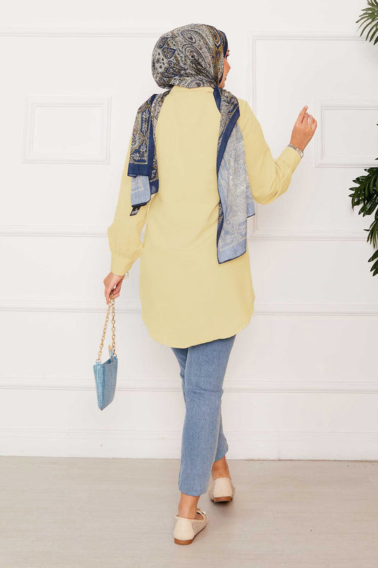 Chemise hijab nouée sur le côté Allerli jaune clair