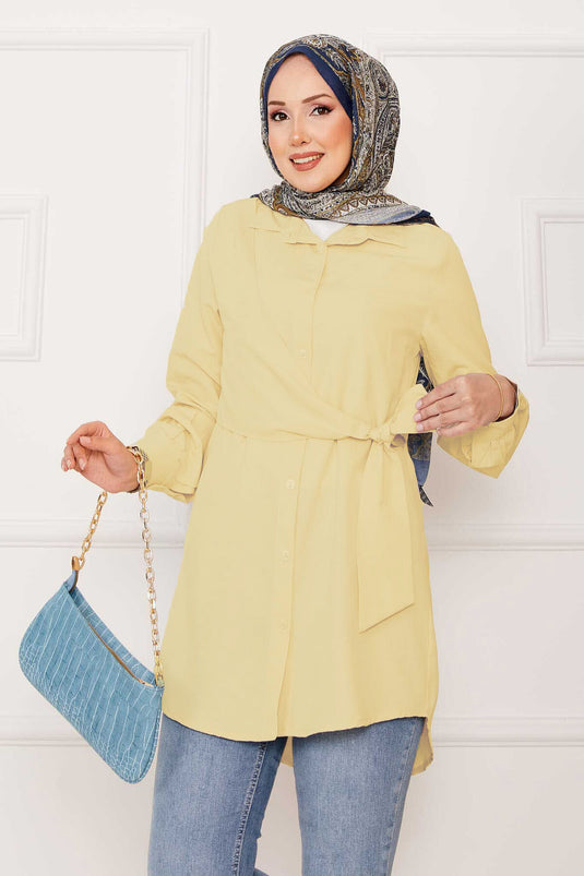 Chemise hijab nouée sur le côté Allerli jaune clair