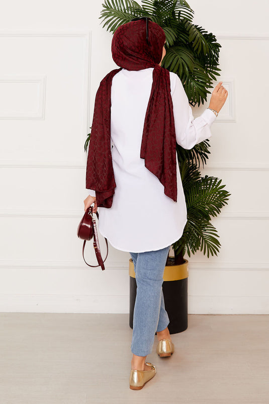 Allerli Chemise Hijab Nouée Sur Le Côté Blanc