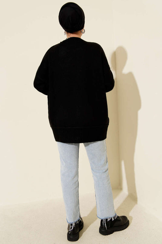 Understitch Soft Knit Tunic Black