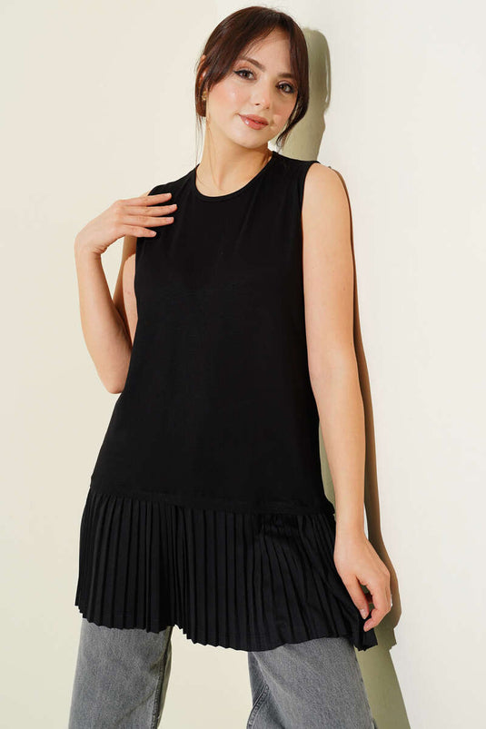 Sous-vêtement sans manches plissé noir Alt Piliseli