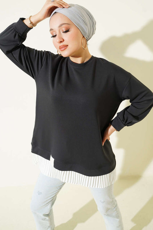 تونيك بطيات سفلية أنثراسيت