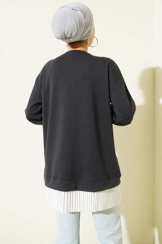 Onderkant met plooien tuniek antraciet