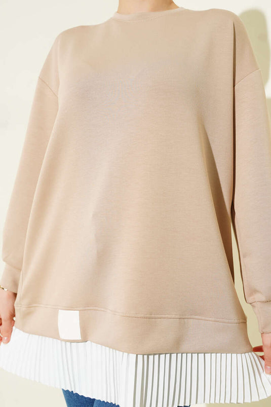 تونيك لويسا بطيات جانبية بلون بيج