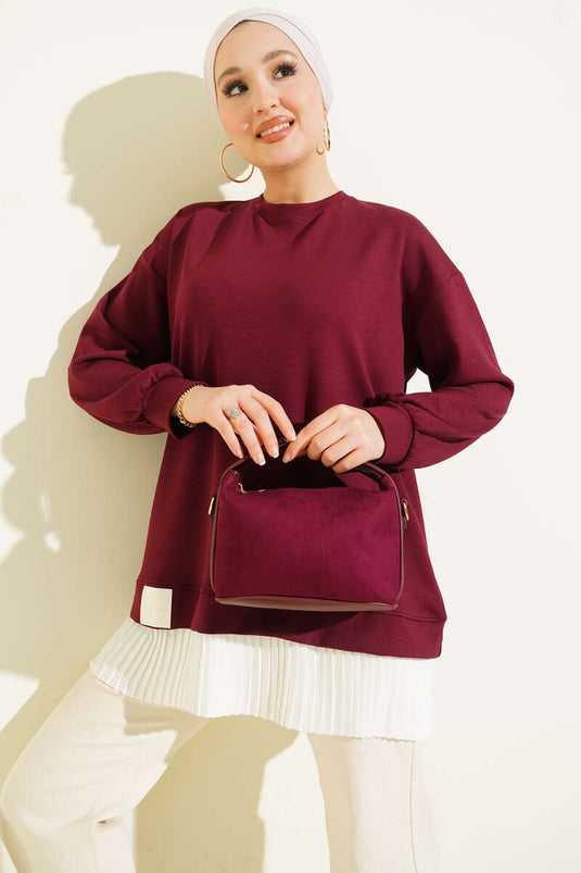 Bottom Pleated Loyşa Tunic Burgundy
