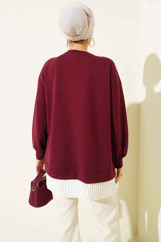 Bottom Pleated Loyşa Tunic Burgundy