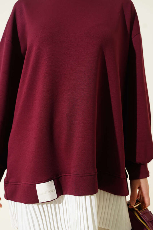 Bottom Pleated Loyşa Tunic Burgundy