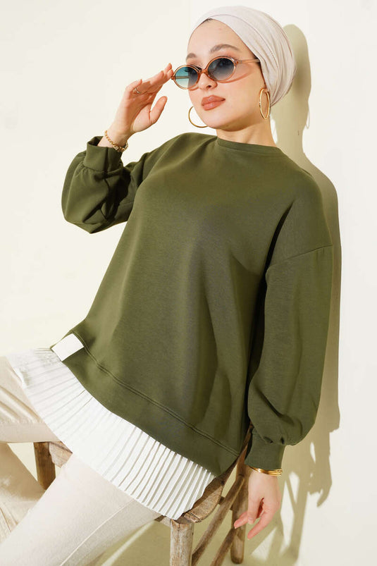 Bottom Pleated Loyşa Tunic Khaki