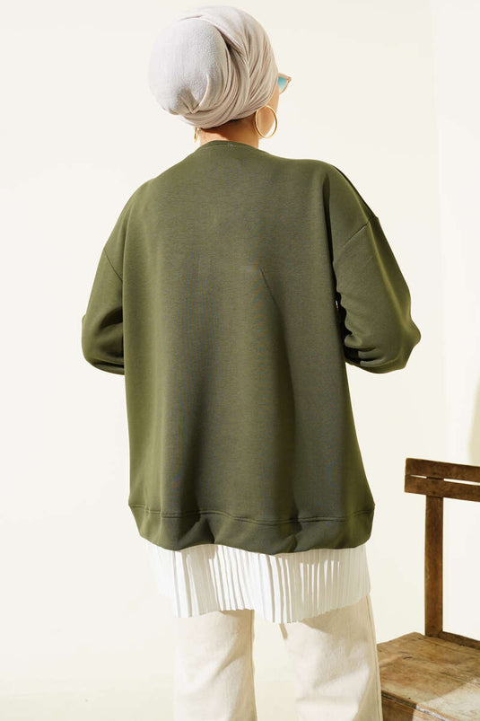 Bottom Pleated Loyşa Tunic Khaki