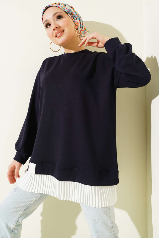 Under Pleated Loyşa Tunic Navy Blue