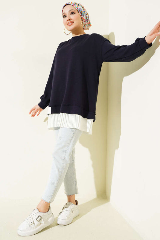 Under Pleated Loyşa Tunic Navy Blue