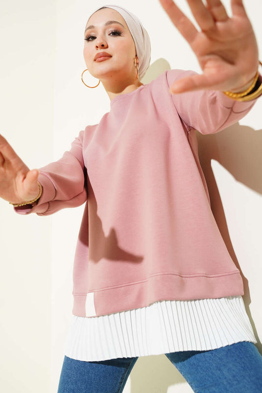 Bottom Pleated Loyşa Tunic Powder Pink