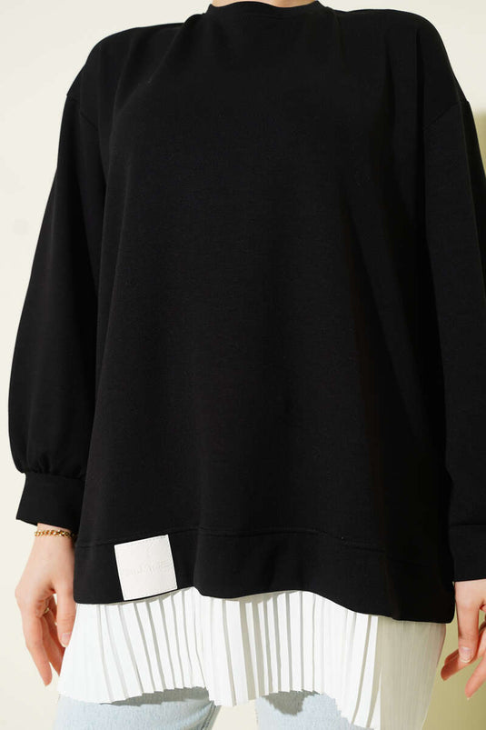 Bottom Pleated Loyşa Tunic Black