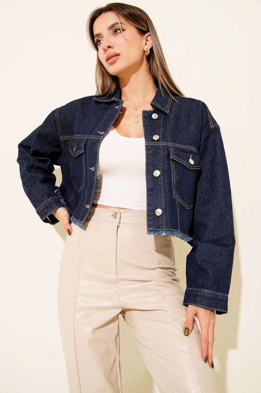 جاكيت جينز قصير بستة شرابات