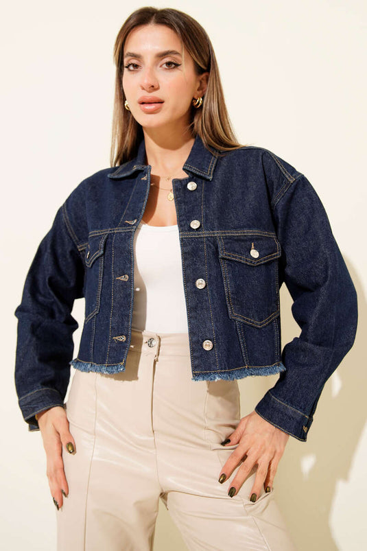 Altı Püsküllü Kısa Kot Ceket Kot