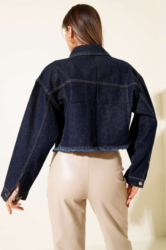 Altı Püsküllü Kısa Kot Ceket Kot